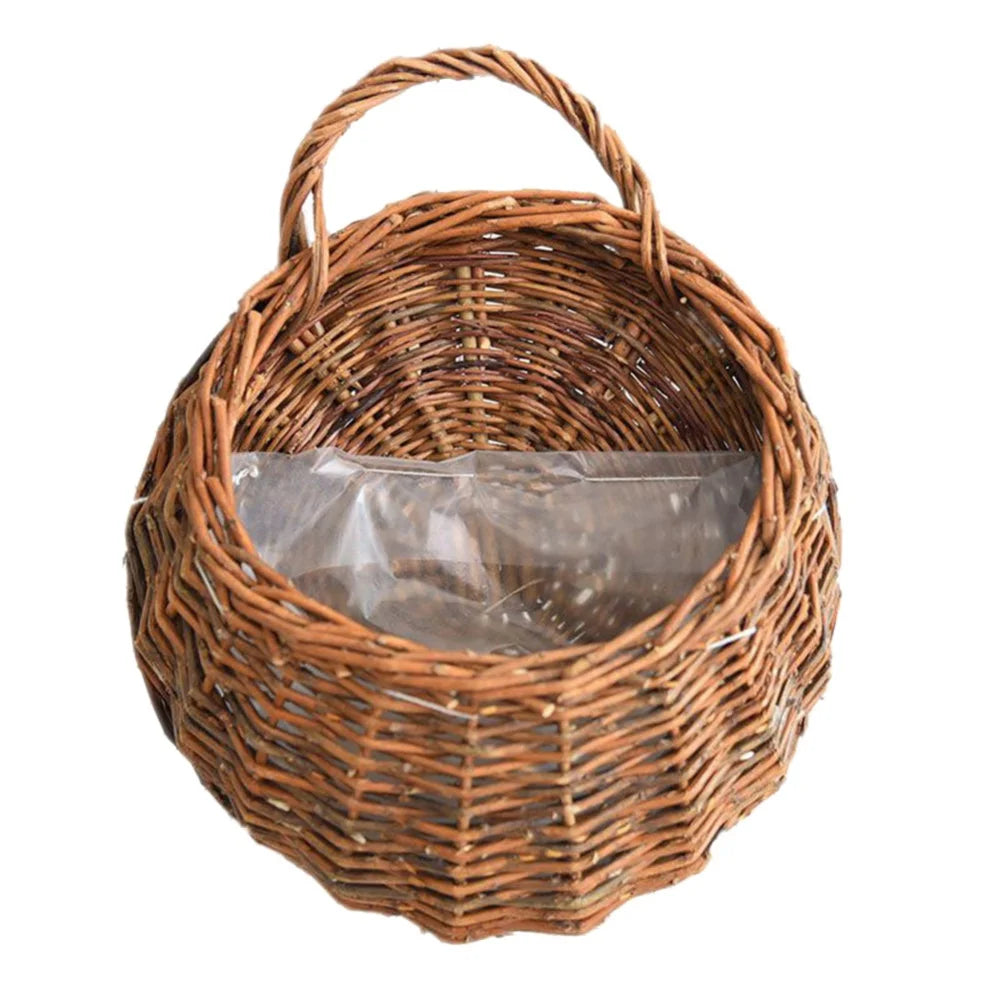 Hand Made Wicker Rattan Flower Planter Wall Hanging Wicker Rattam Basket