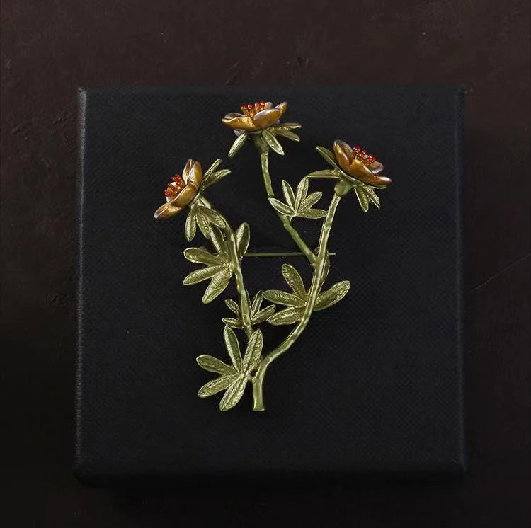 Women Vintage Flower Pearl Brooches Pins