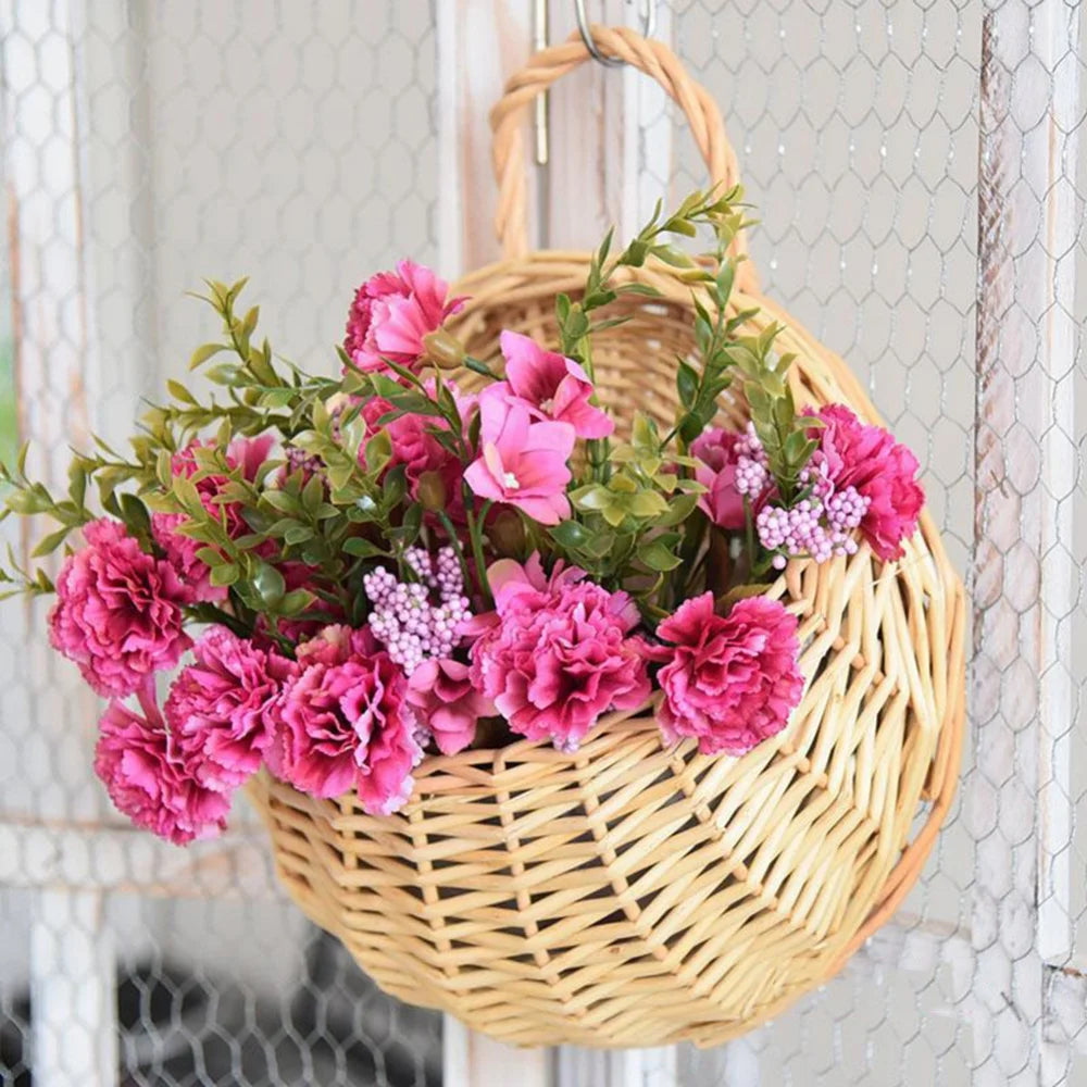 Hand Made Wicker Rattan Flower Planter Wall Hanging Wicker Rattam Basket