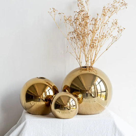 Plating Golden Ball Ceramic Vase