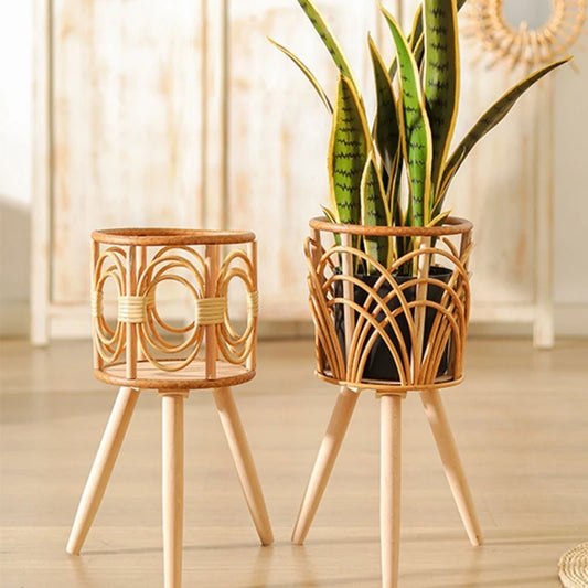 Rattan Plant Stand Woven Plant Stand Wooden Wicker