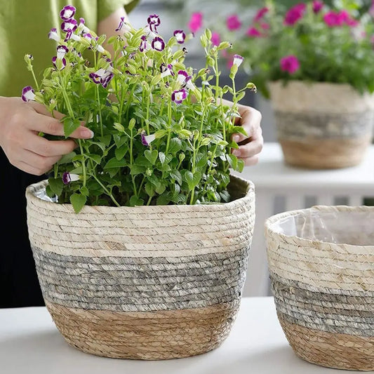 Woven Flowerpots Handmade Straw Flower Baskets